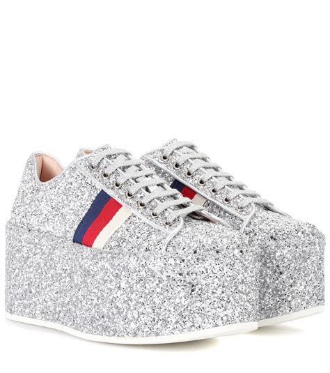 gucci silver glitter sneakers